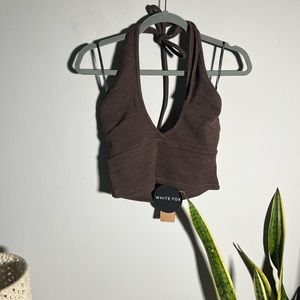 NWT White Fox Hits Different Crop Chocolate Size M
